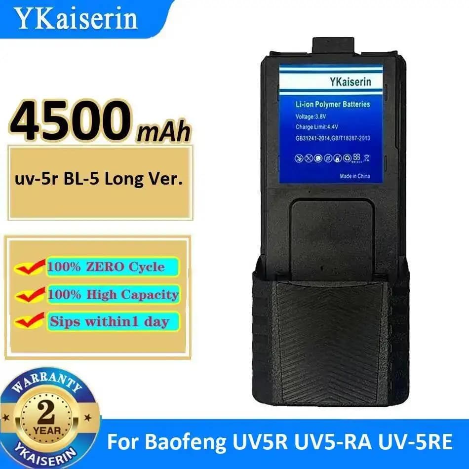 Batteria a lunga durata da 4500mAh per Walkie Talkie Baofeng UV5R UV5-RA UV-5RE Walkie Talkie UV-5r BL-5 Long Ver.