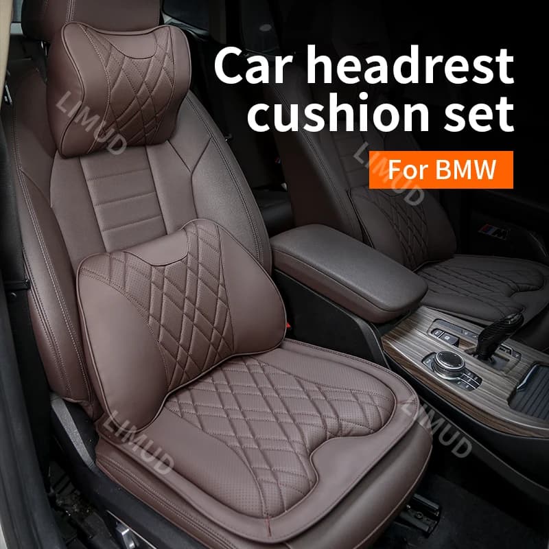Car Lumbar Support Pillow for BMW, Breathable Leather Waist Cushion, Relieve Driving Fatigue & Back Pain, All Season Universal