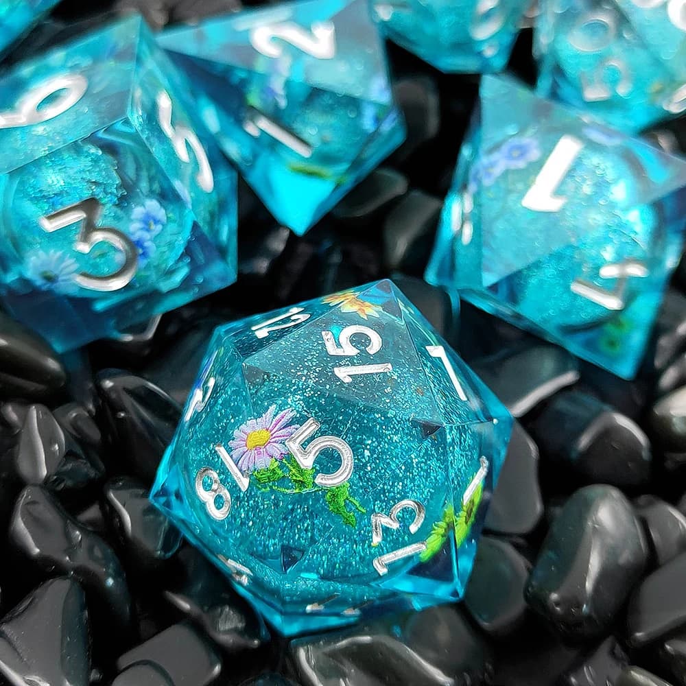 DND Dice Set di dadi D&D in resina con sabbie mobili liquide poliedrici per gioco di ruolo Dungeon e Dragon Pathfinder (RPG)/Gioco MTG