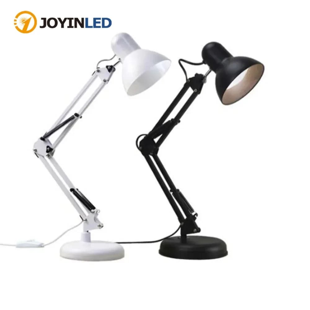 JOYINLED Adjustable Desk Lamp E27 Swing Arm Architect Table Light with Clamp for Home Office Study Reading Work
