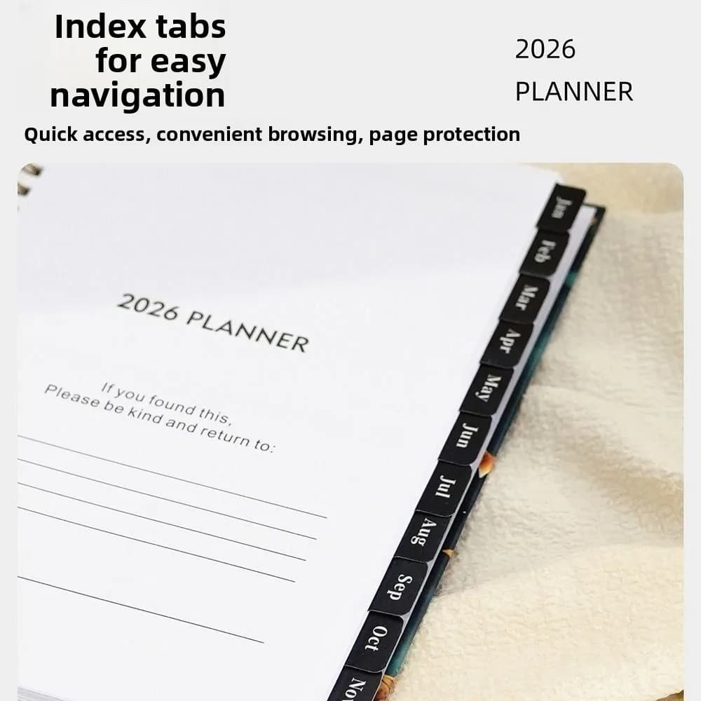 Agenda 2026 in Inglese, Blocco Note per Pianificazione 12 Mesi, Resistente all'Usura, Lista delle Cose da Fare, Quaderno con Carta Spessa, Diario Efficiente per Scrittura