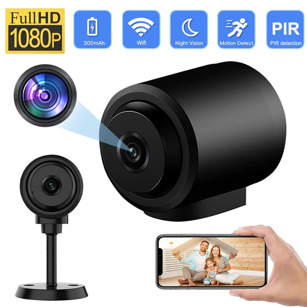 Mini telecamera WiFi HD 1080P Visione notturna inclusa Rilevatore di suoni di movimento in Home Office Telecamere di sicurezza grandangolari da 130 gradi