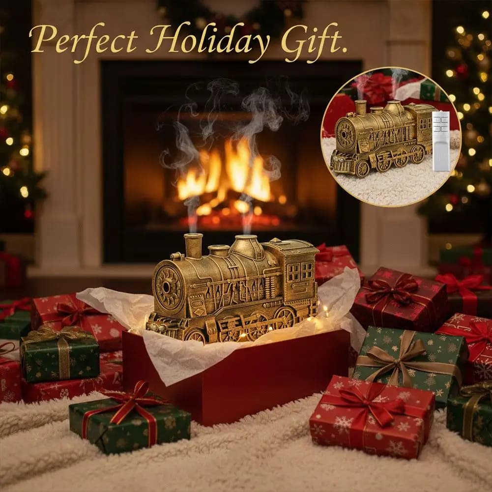 Vintage Train Air Humidifier Steam Locomotive Aroma Essential Oil Diffuser 300ML with Remote Control LED Light Gift Desk