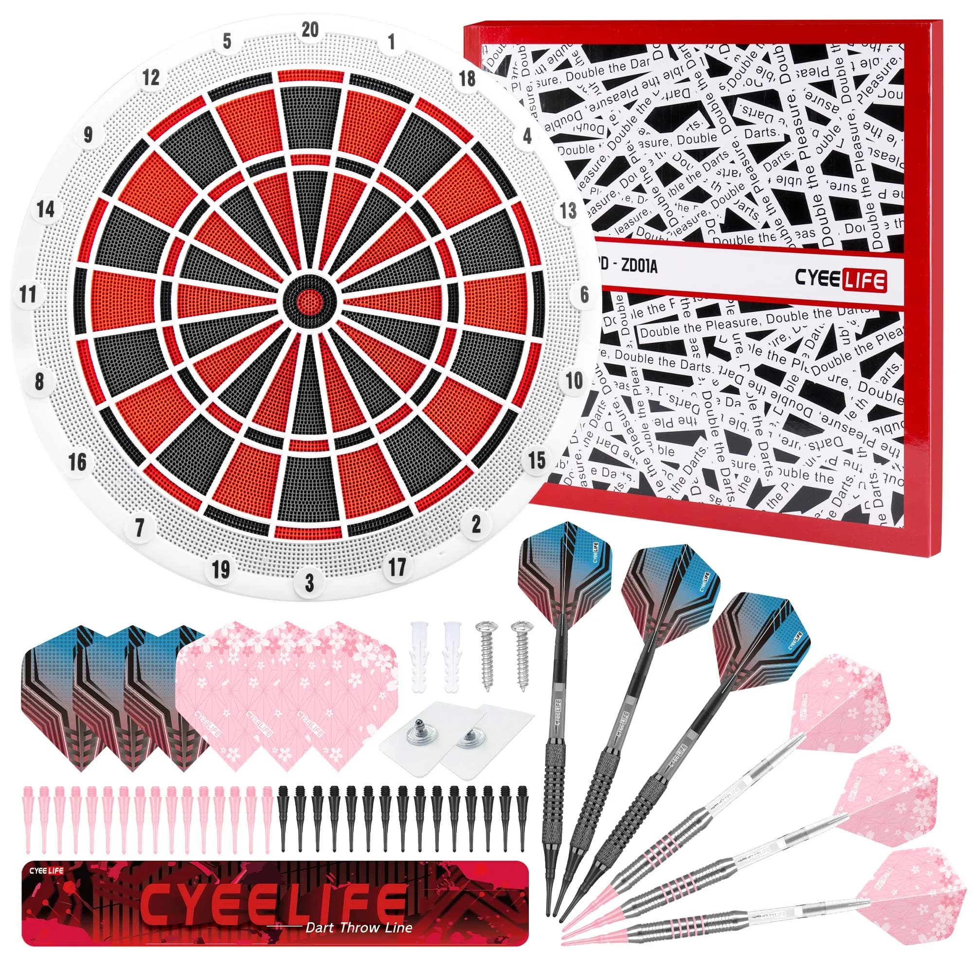 Cyeelife Soft Tip Dartboard Training Set with 6 Darts, Safe Practice Dart Board for Home & Family Indoor Games