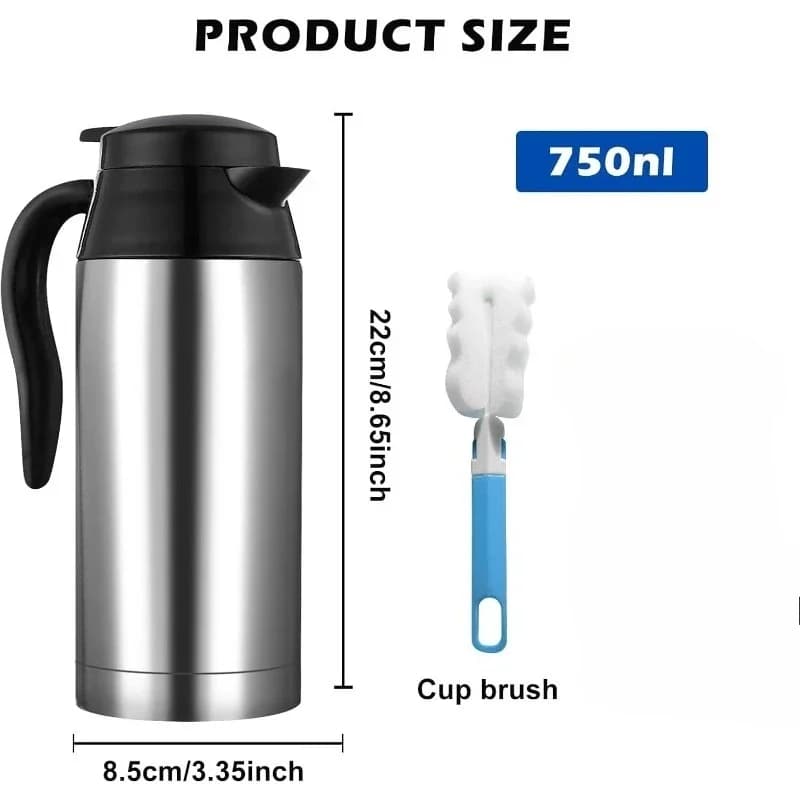 750ML Car Heating Cup 12V 24V Electric kettle Stainless steel water heater bottle with Thermos cigarette lighter socket