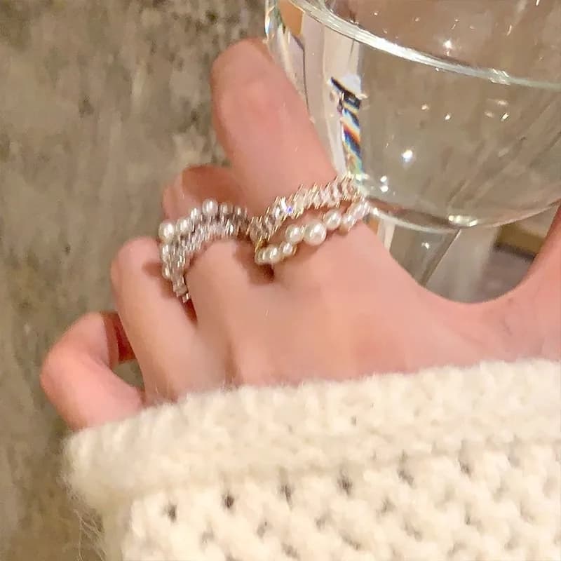 Open Double Galaxy Bright~ Gypsy Pearl, High Range Luxury Ring, Fashion Niche Ring, Toe Ring Index