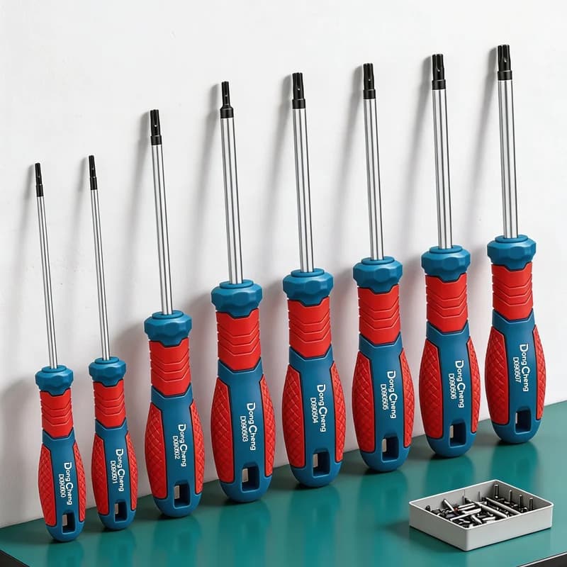 Set di 8 Cacciaviti Torx T8-T40 100mm CR-V con Punta Magnetica Trattata Termicamente, Manico Bicolore Cromato, Kit di Utensili a Coppia Elevata