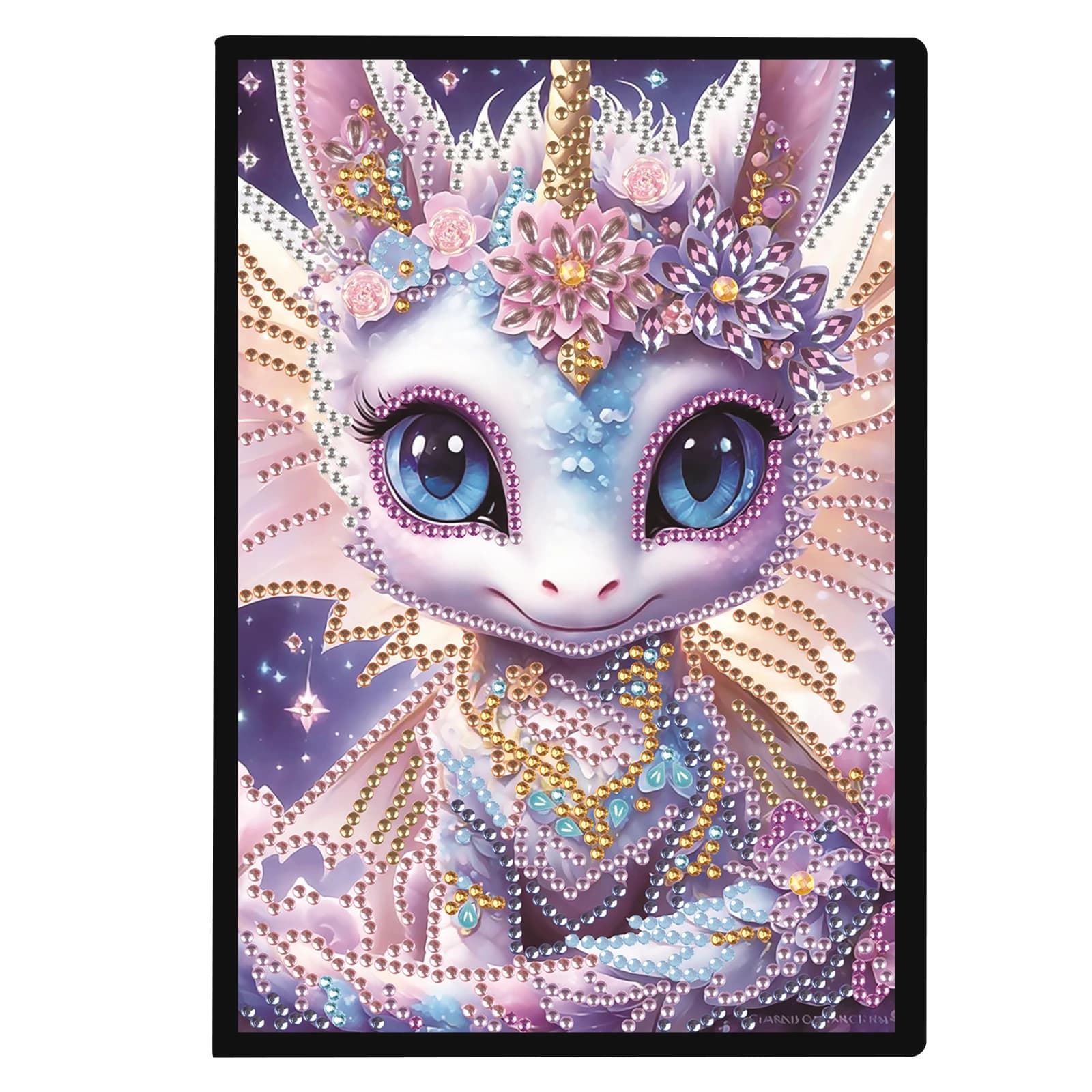 5D DIY Special Shape Diamond Art Painting A5 Notebook Sketchbook, Rhinestone Art Hand Craft Kit Office Product (Pink Dragon)