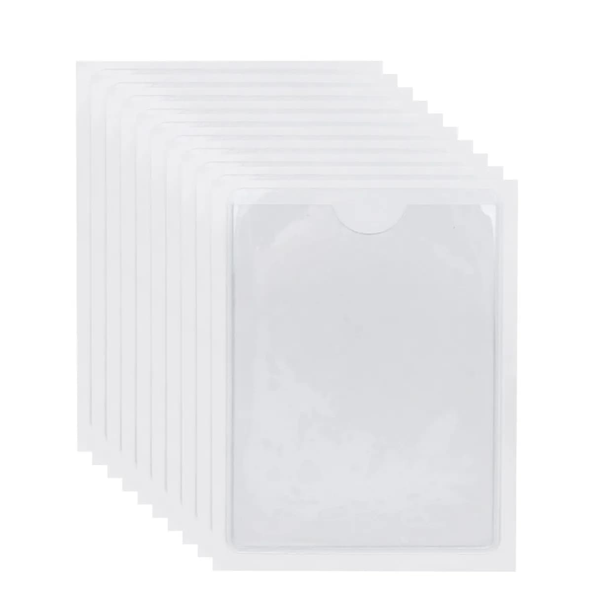 10Pcs Transparent PVC Self-Adhesive Badge Holders Plastic Pockets Label Stickers for Organizing Protecting Turnover Boxes