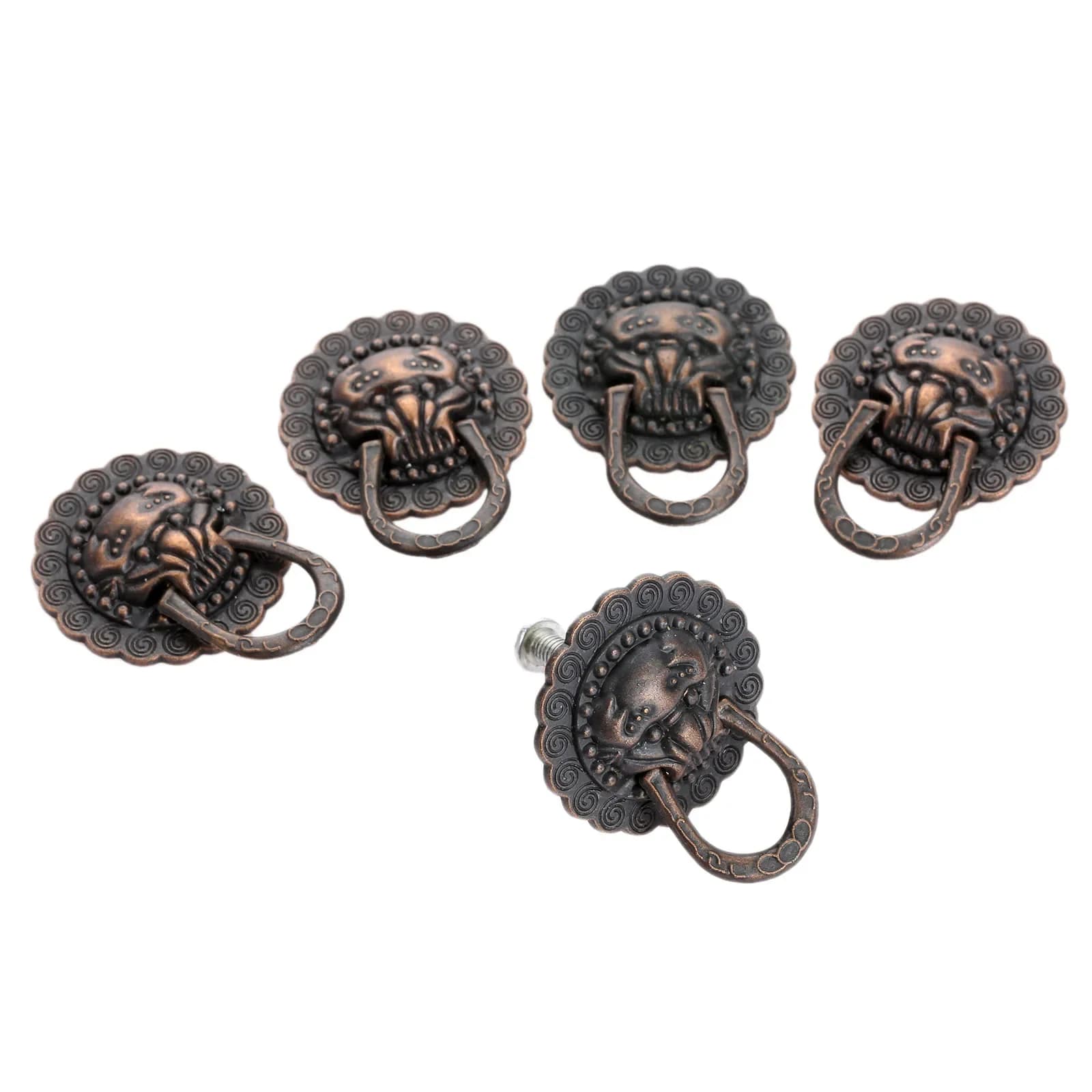 5 pezzi 29 * 37mm maniglie per mobili in bronzo rosso testa di leone manopole e maniglie per mobili vintage armadio cassetto porta tirare anello maniglia manopola