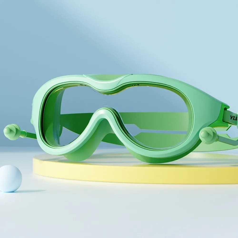Unisex swimwear with large frame Glass swimwear for anti-fog PC Wide View Lively Colors Diver Eyelets Children's Set