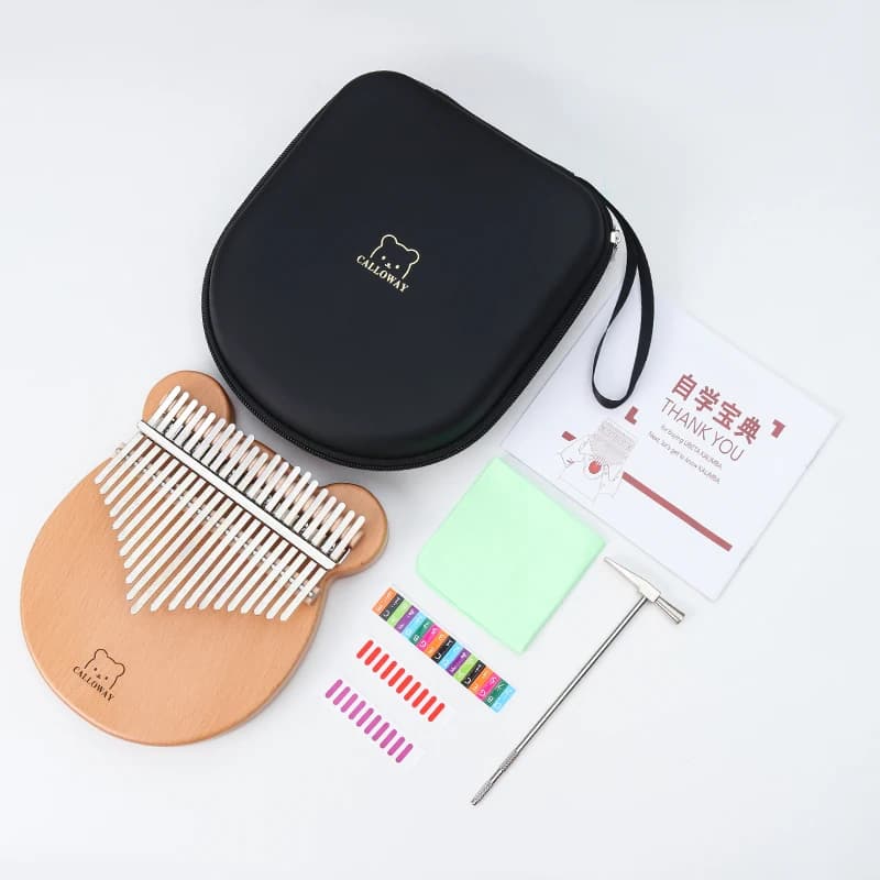 17 21 tasti Kalimba Thumb Piano con custodia portatile Qualità Legno di faggio Orso Kalimba Mbira Strumento Regali per bambini e adulti