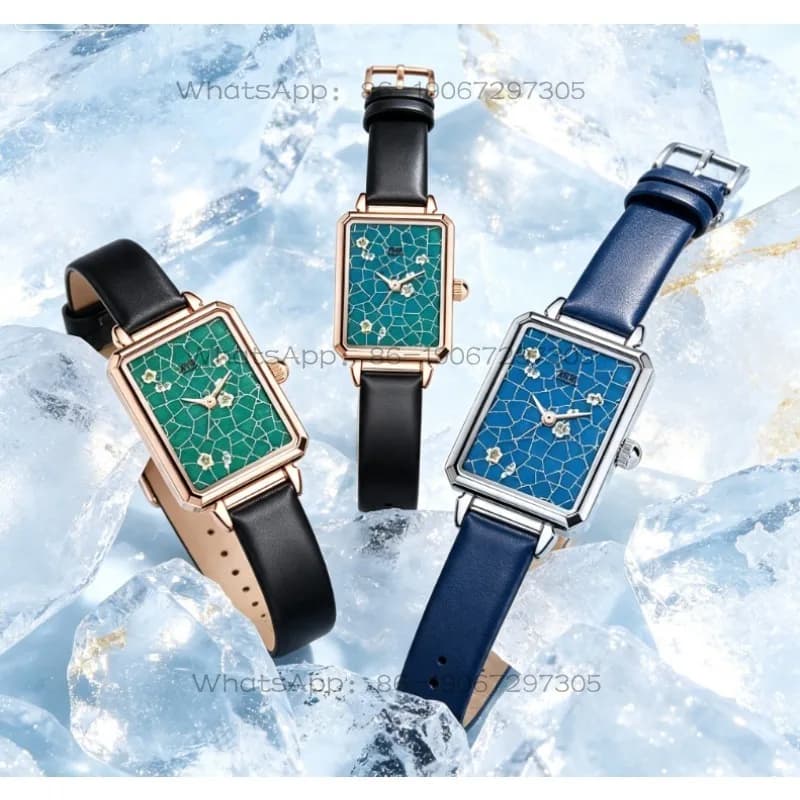 [Light Ji Blue Rhyme] Classical National Style Glazed Blue Mud Gold Square Watch
