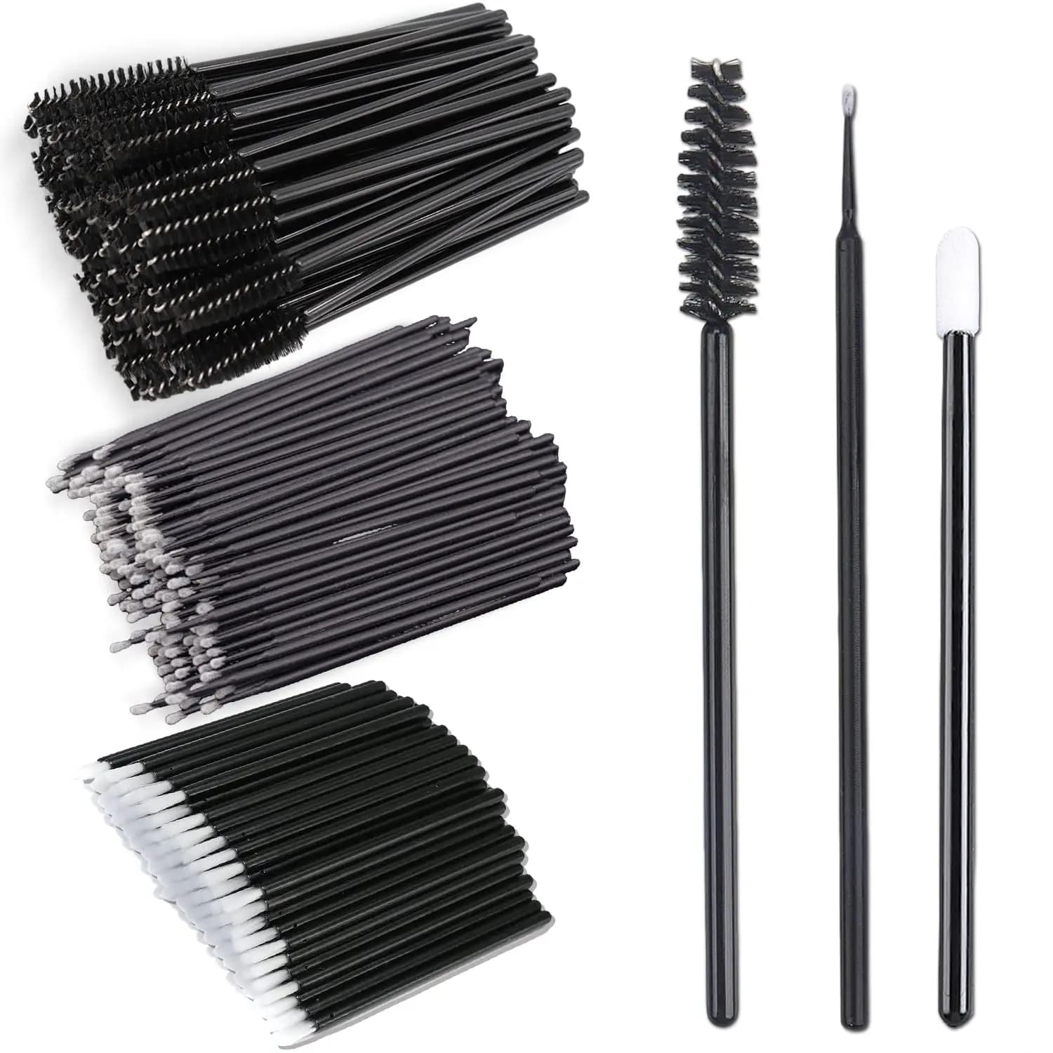 200PCS Eyelash Extension Supplies Kit, disposable micro cotton swabs eyelash brush Lip brush Mascara Wand Applicator MakeupBrush