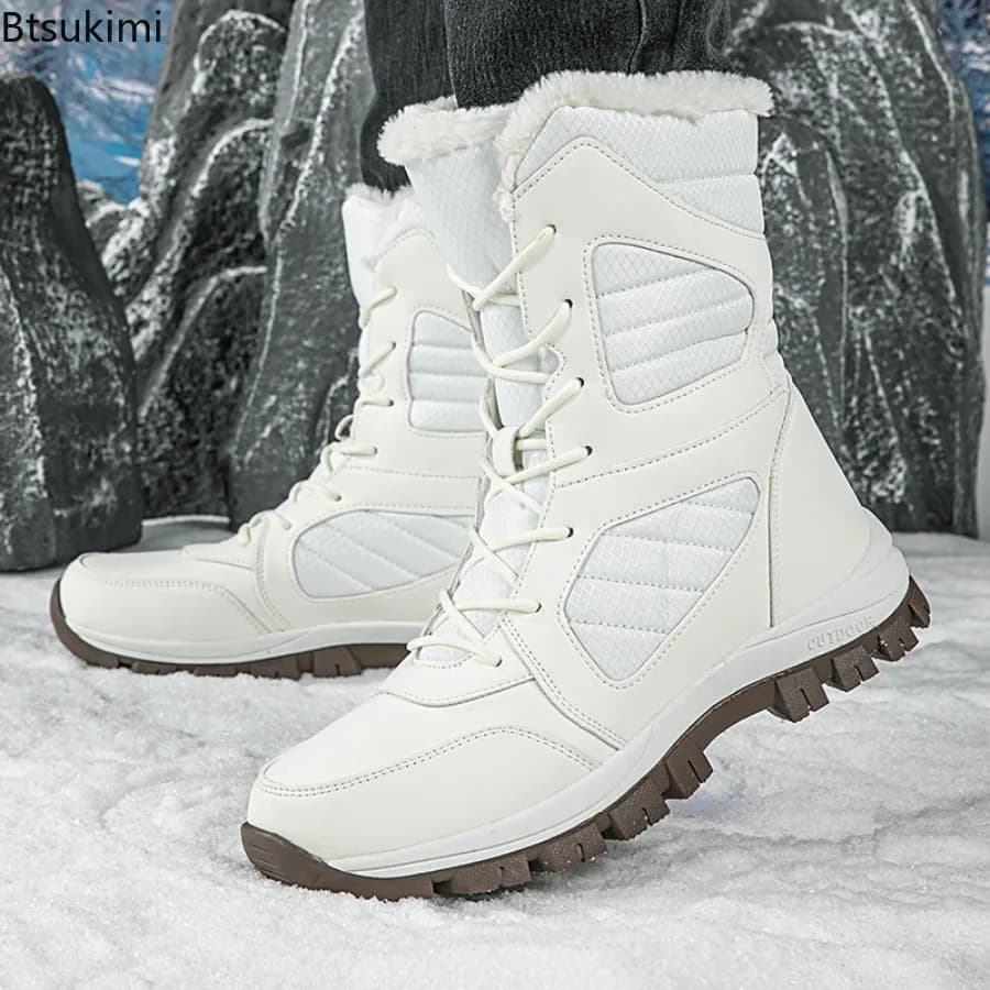 Winter Women's Snow Boots High-top Waterproof Ankle Boot Female Thick Plush Warm Snow Hiking Boots Outdoor Cotton Shoes Sneakers