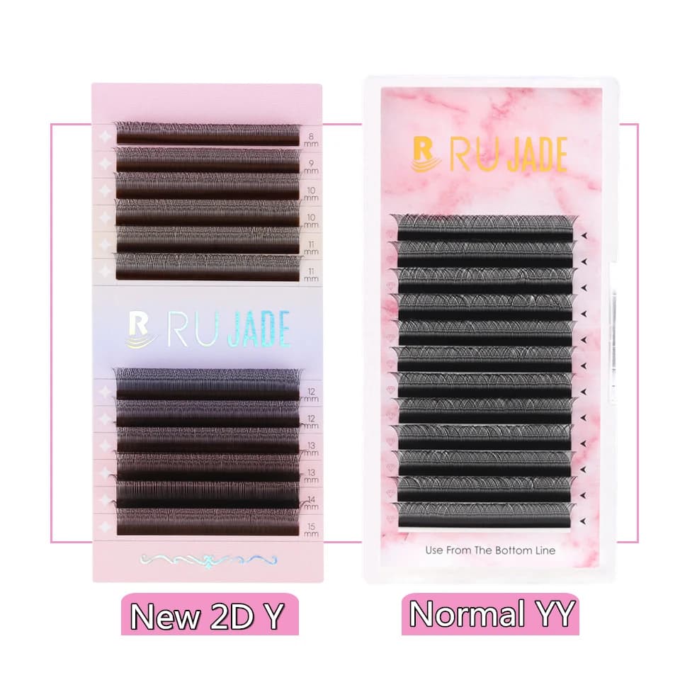 RUJADE Nuovo 2D Y Premade Volume Fan Ciglia Naturale Morbido Singolo Punta 2D Y Maglia Net Croce Individuale Ciglia Finte Estensioni
