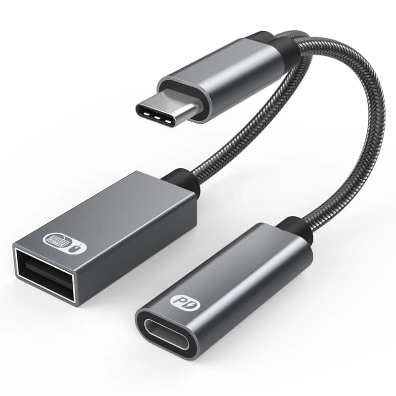 Audio 1 to 2 Type-C to USB OTG C Multifunctional Adapter PD60W Gaming Fast Charging for iPad Headphone Keyboard Mouse Gamepad