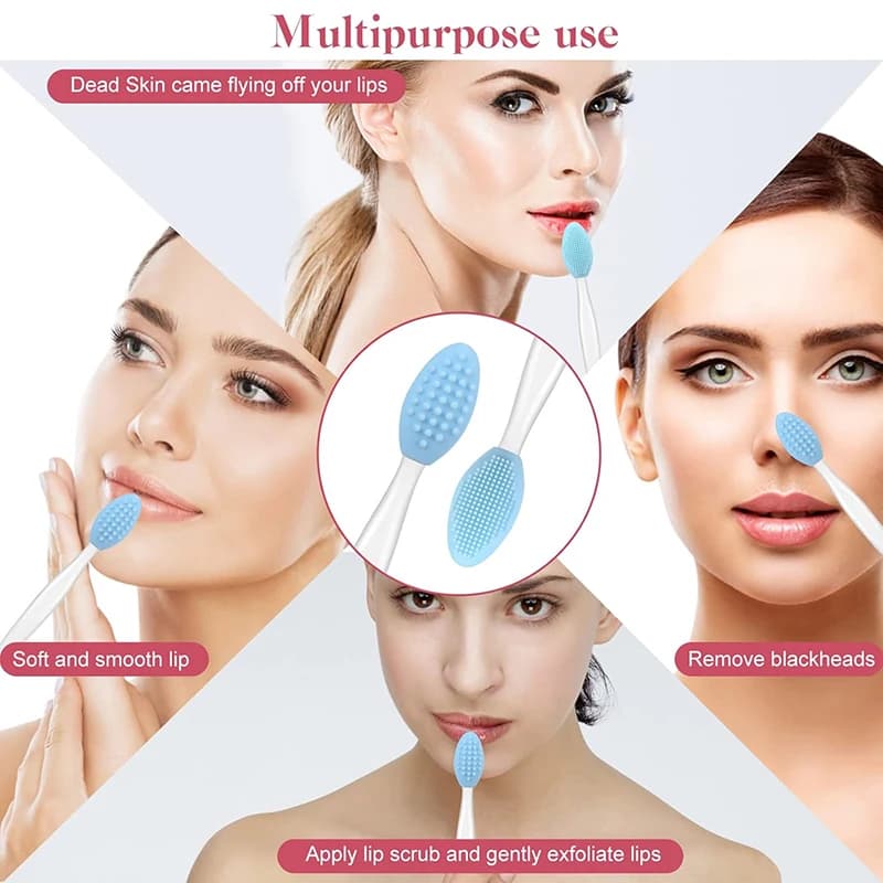 Set di 2 spazzole per la pulizia del viso in silicone rosa, strumento multifunzione per massaggio facciale per naso, labbra, rimozione del trucco e pulizia dei punti neri