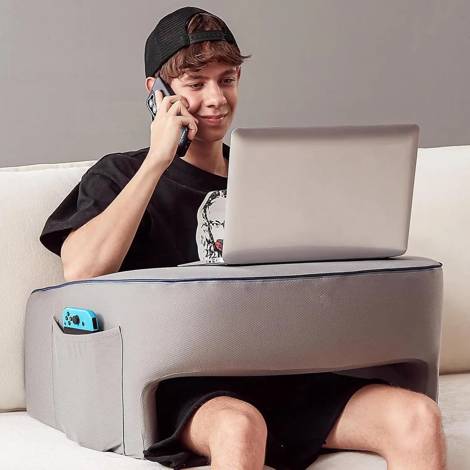 Cuscino Ergonomico per Lettura a Letto e Divano, Supporto per Laptop con Braccioli, Cuscino da Gaming per Adulti