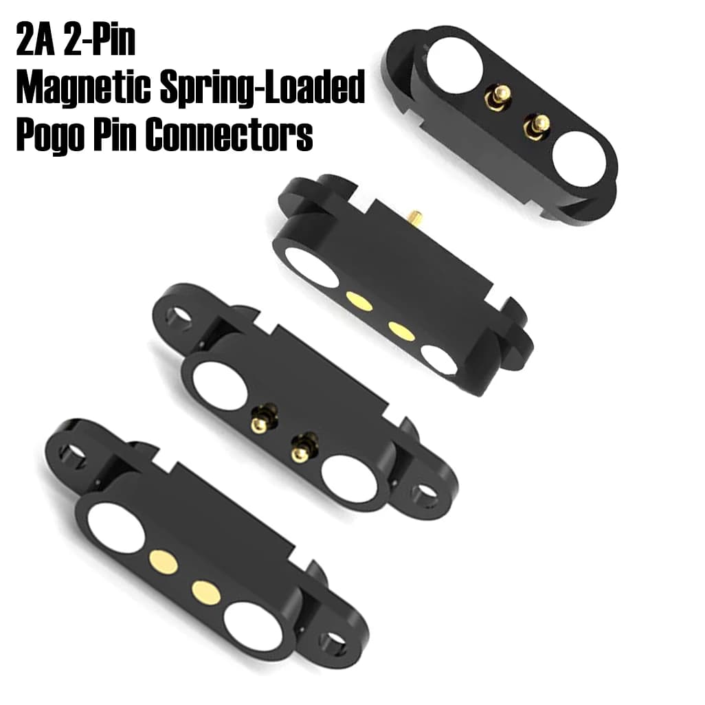 Set of 2 Pin Magnetic Connectors with Wireless Charger Test Spring and Fai-da-Te Electronics, Round Precision Clip