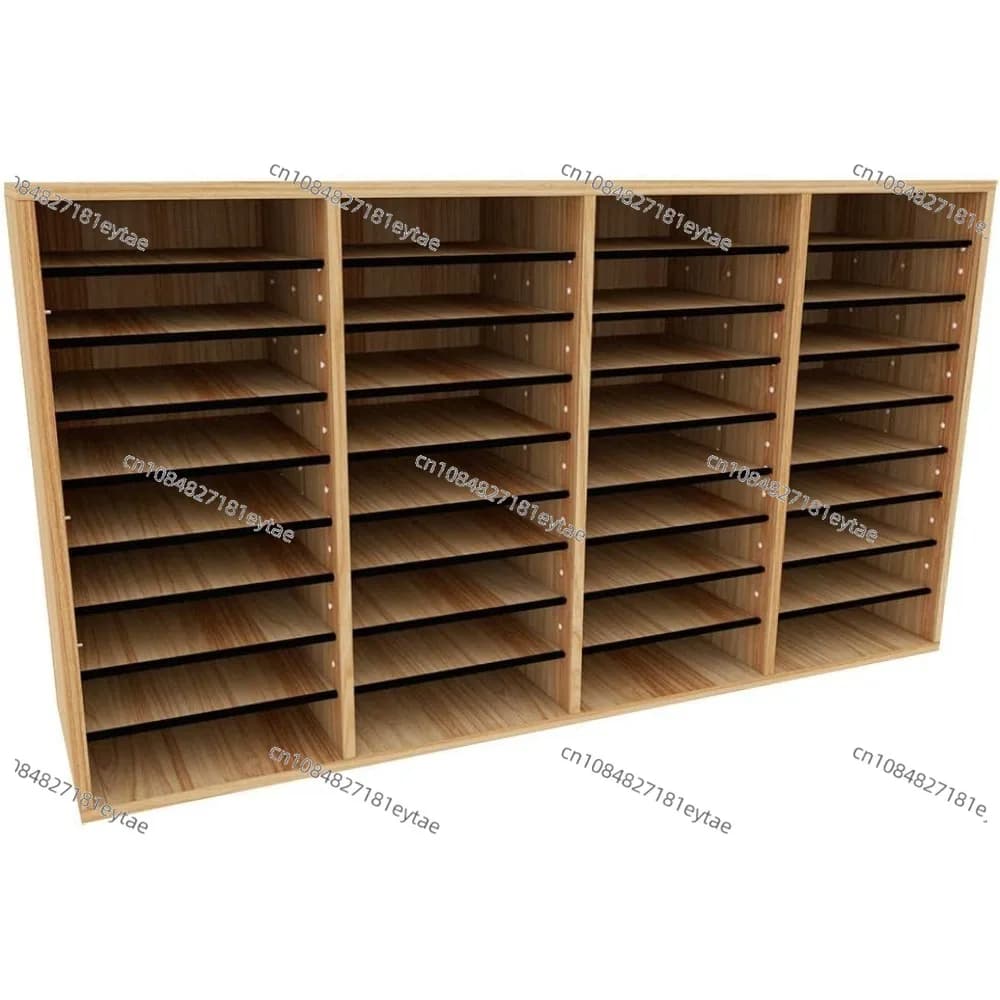 Wooden Adjustable Literature Organizer, 36 Compartment Office Mailbox, or Classroom Literature Organizer, Medium Oak