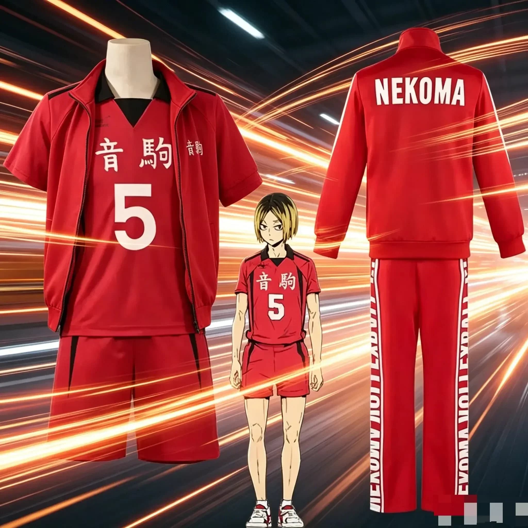 New Anime Haikyuu Nekoma Jersey Uniform Wig Kenma Kozume Tetsurou Kuroo Cosplay Costume No. 5 Sweaters Short Sleeve Sportswear
