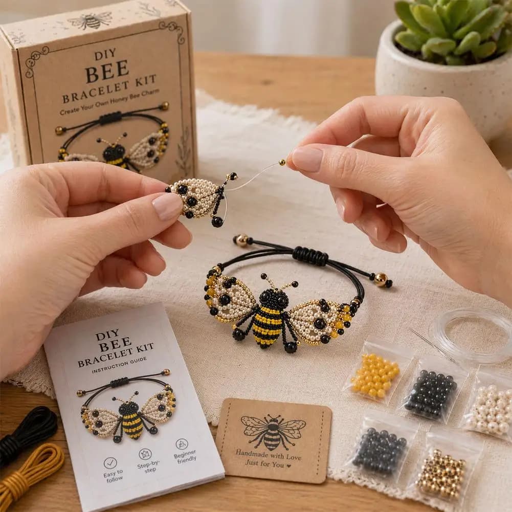 Animal DIY Beaded Bracelet Making Kit Cute Charms Jewelry Craft Set Creative Friendship Bracelet Gift for Girls Teens