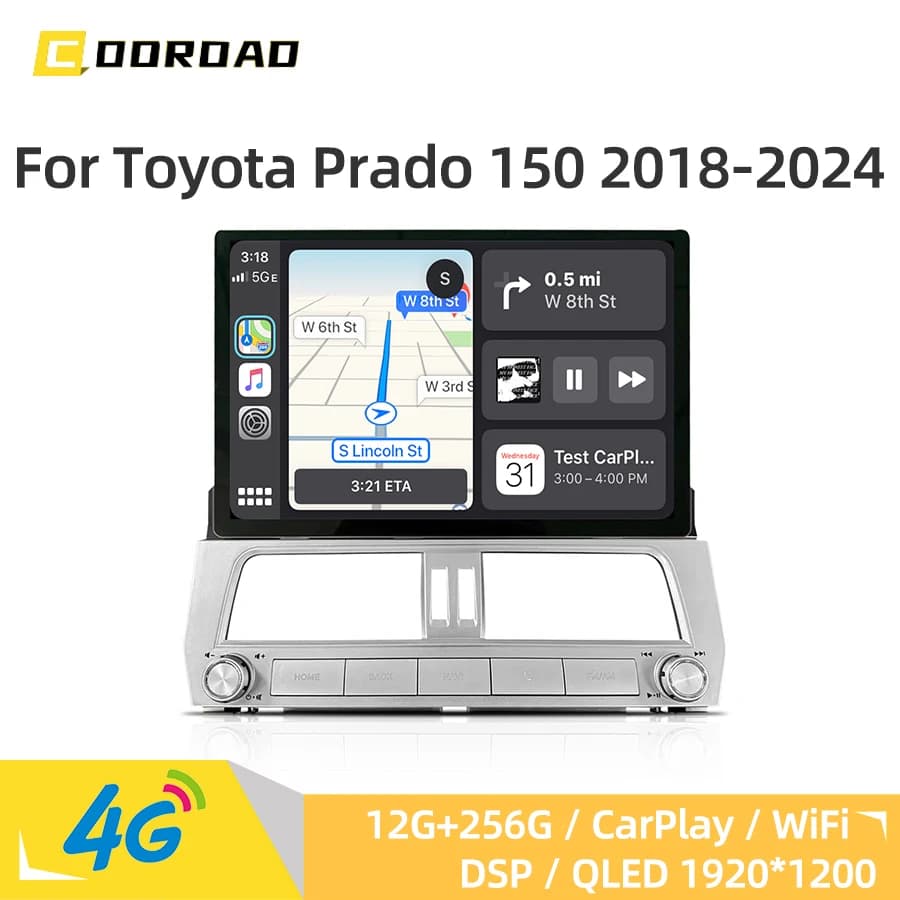 13.1 "Android 14.0 Lettore Multimediale Per Auto CarPlay GPS 4G WiFi DSP Stereo Autoradio Per Toyota Land Cruiser Prado 150 2018-2024