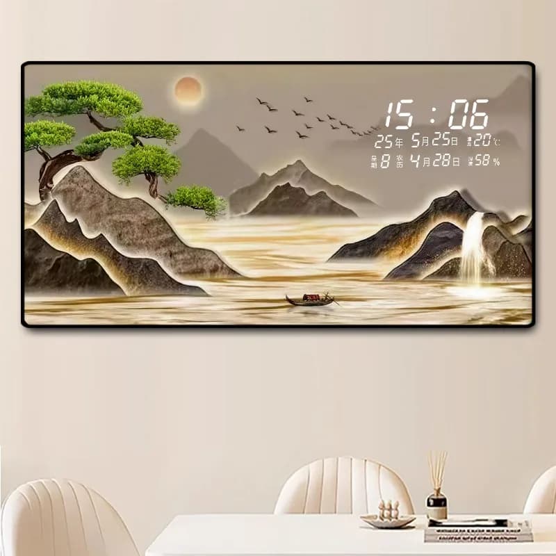 Elegante Orologio da Parete di Design Premium, Unico Orologio Digitale Grande Nero in Stile Nordico, Moderno Orologio da Parete per Camera da Letto, Articoli per Arredamento Casa