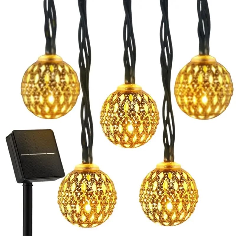 ABMR-Outdoor Solar Moroccan Ball String Light LED Moroccan Ball Solar String Lights For Party Holiday Lighting 5M 20LED