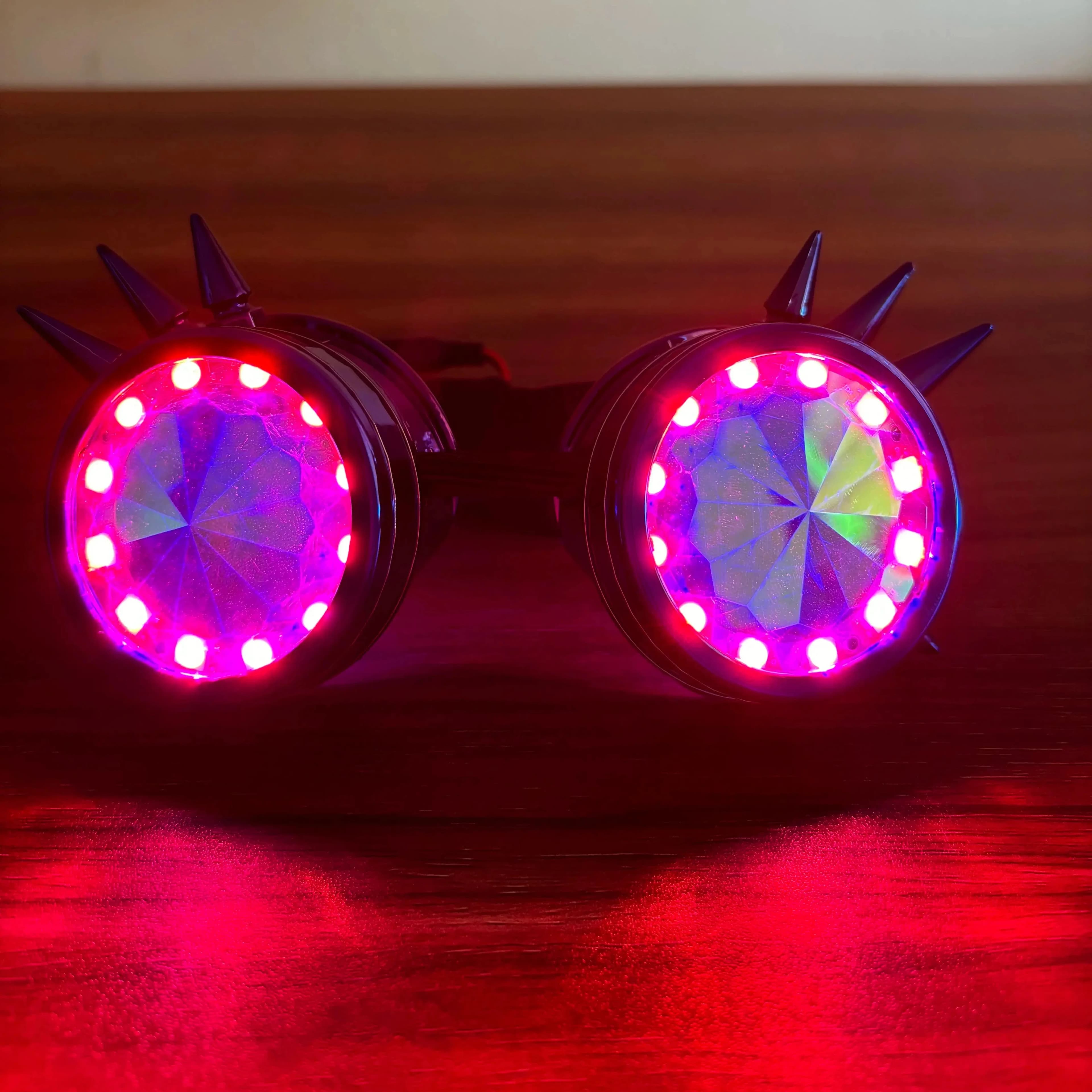 LED Punk Goggles Rechargeable Rainbow Light up Full Color Spectrum DJ Rave Eye Costume for Night Club Party