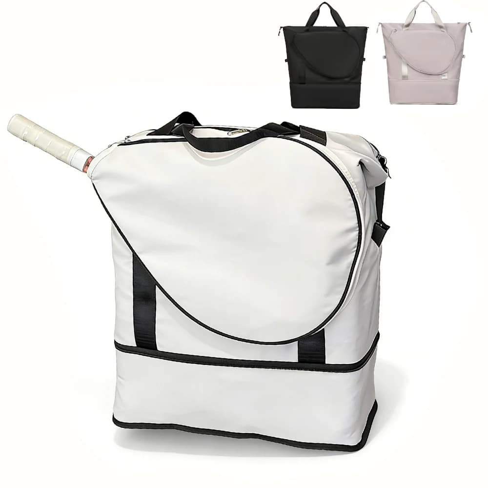 Borsa da tennis da donna, 1 pezzo, borsa tote per tennis, contiene 2 racchette, con scomparto per scarpe, tasca impermeabile, borsa sportiva leggera, adatta per 15.