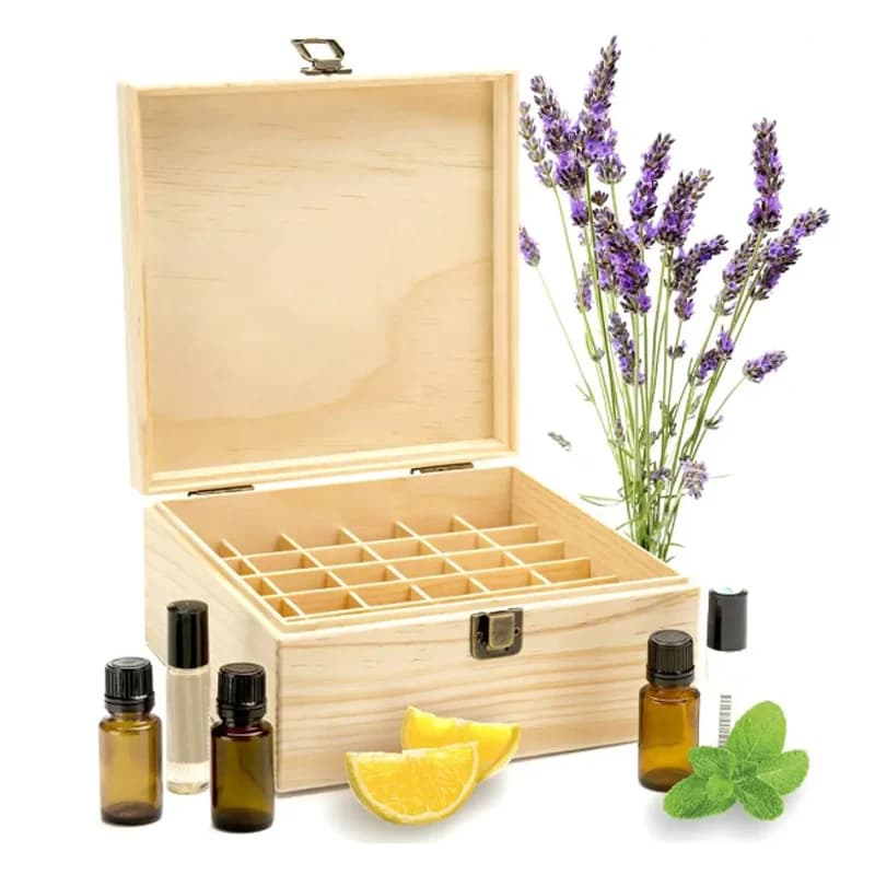 Scatola di immagazzinaggio in legno per oli essenziali 12/25 slot Carry Organizer Bottiglie di olio essenziale Contenitore per aromaterapia Custodia per scatola di immagazzinaggio
