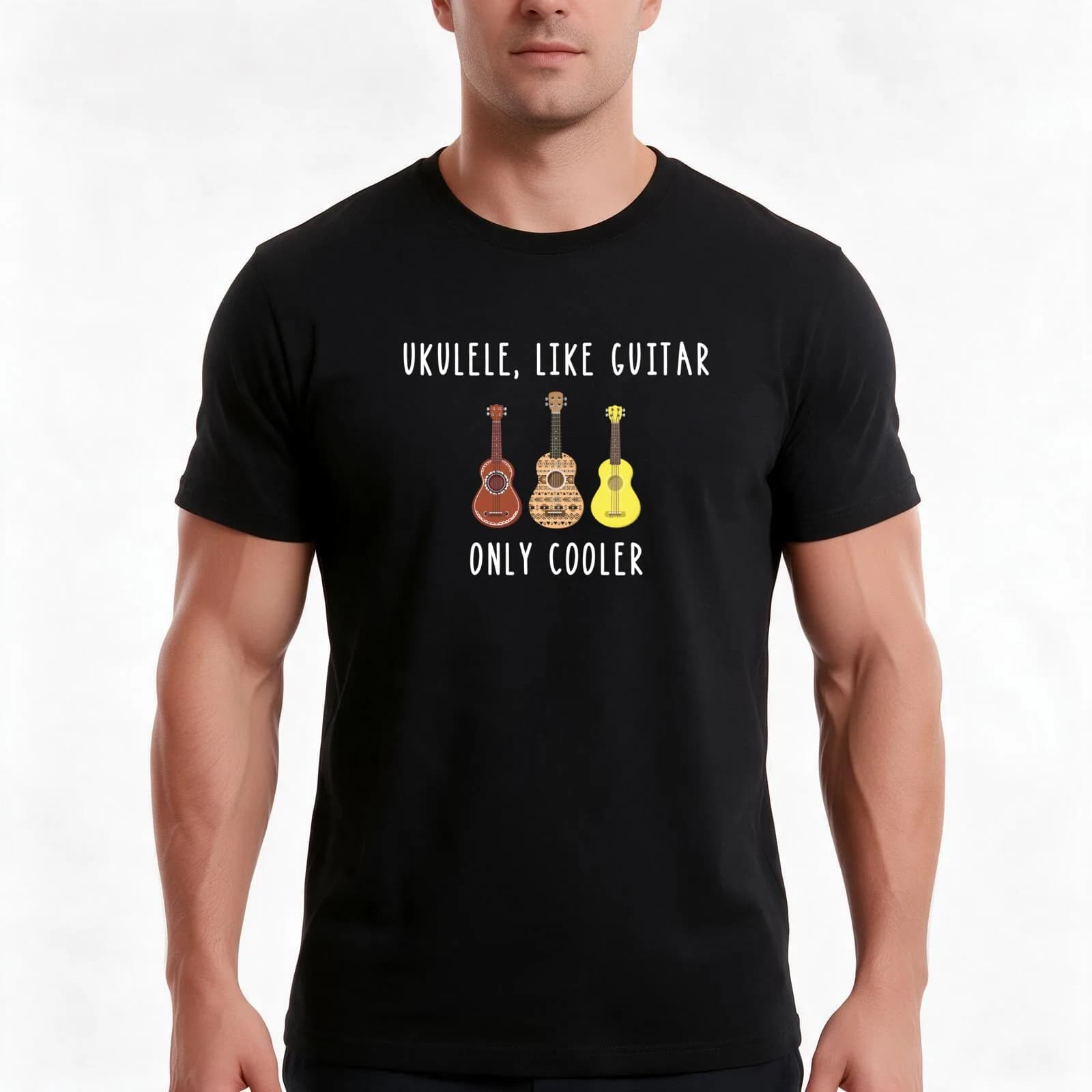 Ukulele Like Guitar Only Cooler Musical Instrument T-Shirt, Summer Casual Cotton Tee, Oversized Streetwear Tops, 100% Cotton