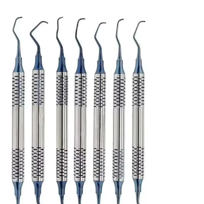 Set di 7 Curette Dentali per Pulizia dei Denti, Curette Parodontali Gracey, Curette Ossee, Strumenti per la Cura Orale e lo Sbiancamento dei Denti