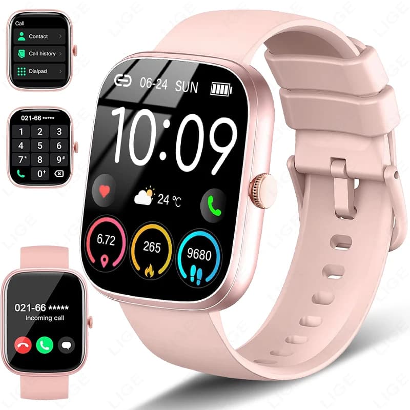 LIGE Smart Watch for Android iOS 1.96 "Watch Reply Create calls Sports Waterproof Fitness Tracker Sleep Rate Monitoring