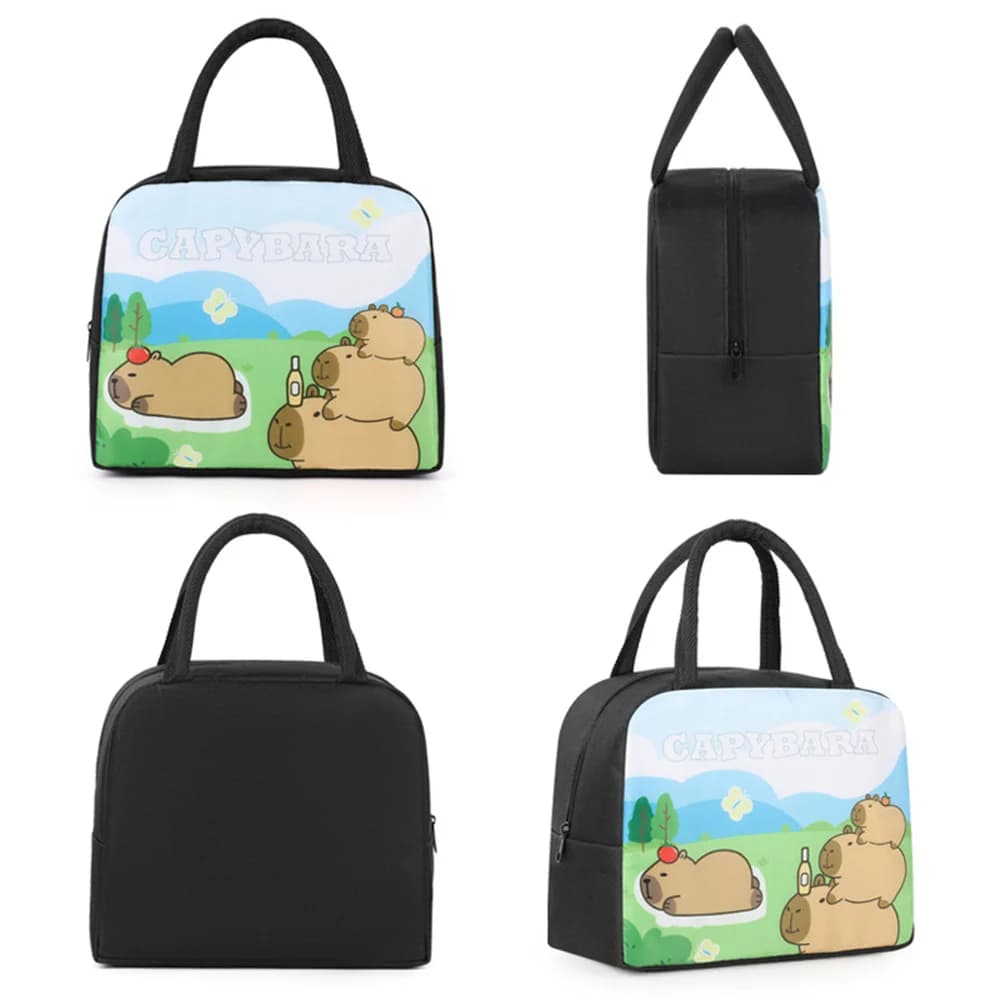 Cartoon Capybara Lunch Bag Bambini Isolamento termico portatile Bento Box Borse Contenitore per alimenti Borse per l'ufficio scolastico