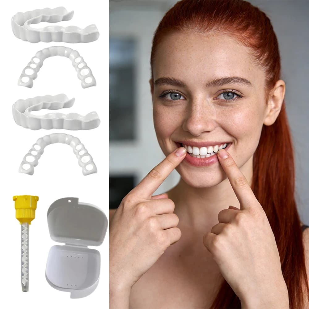 Nuove Faccette Dentali Speciali per Riprese Video, Riutilizzabili, Sbiancamento Istantaneo, Compatibili con Fotocamera, Effetto Bianco Brillante H2931
