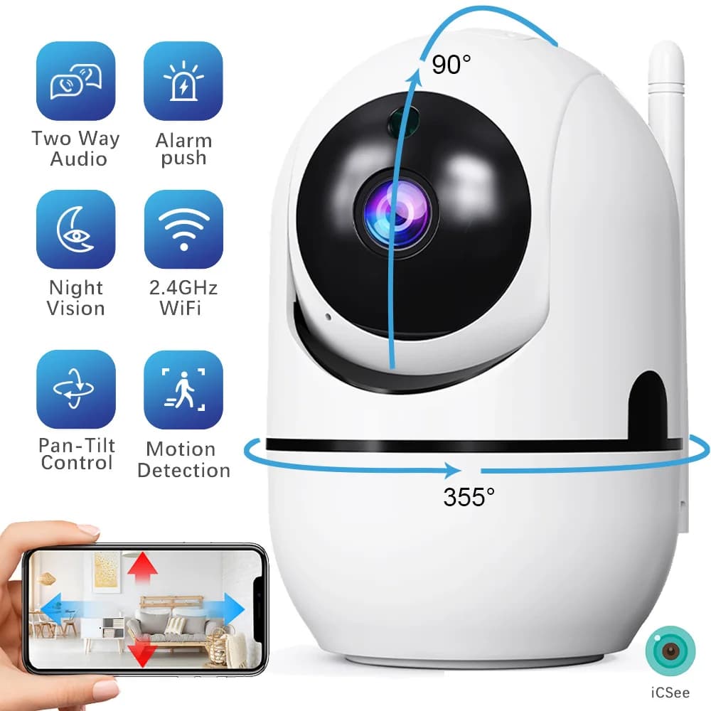 360 ° Telecamera di sicurezza domestica intelligente PTZ 2K 1620P Rilevazione AI Visione notturna Monitoraggio automatico Sorveglianza di sicurezza Baby Monitor