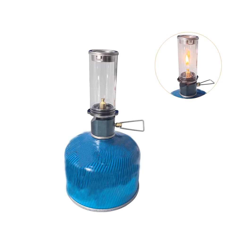 1 piece portable butane gas lamp for outdoor camping, fishing and picnic, compact outdoor candle light with night lighting