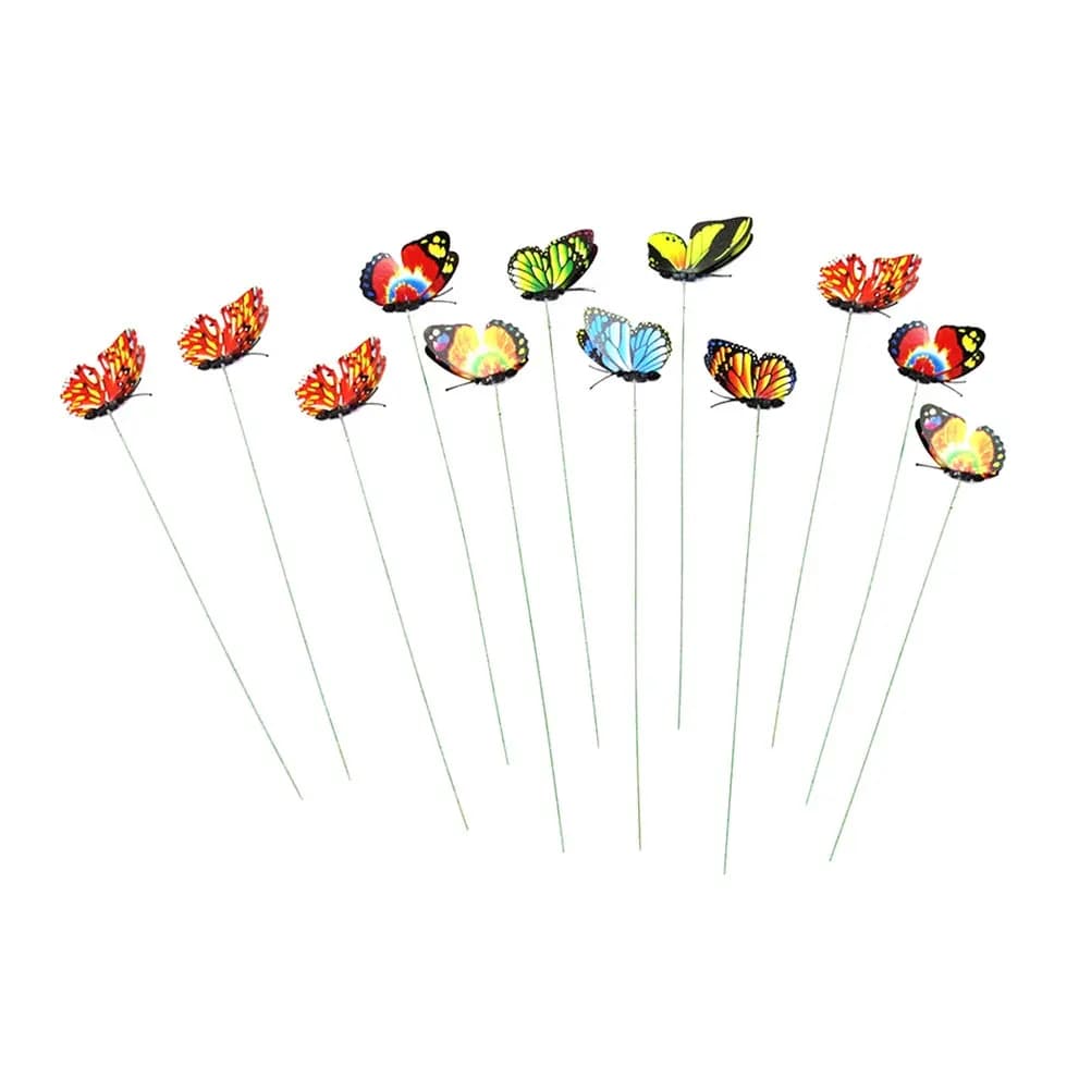 10 Pieces of Decorative Artificial Butterfly with Magnetic Clips and Wire, 12 cm, for Home, Garden and Prati