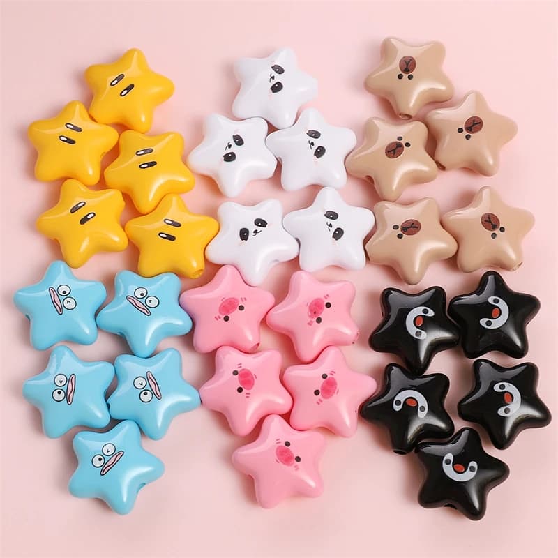 2 pezzi di perline carine perline di stelle di animali del fumetto per la creazione di gioielli orecchini fai da te bracciale collana catena del telefono accessori per spille per capelli
