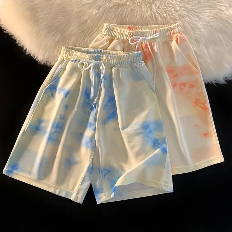 Pantaloncini da Uomo Tie Dye Trendy Ins Chic, Stile BF Sport Y2K, Comodi per Uso Quotidiano, Traspiranti, Eleganti Streetwear