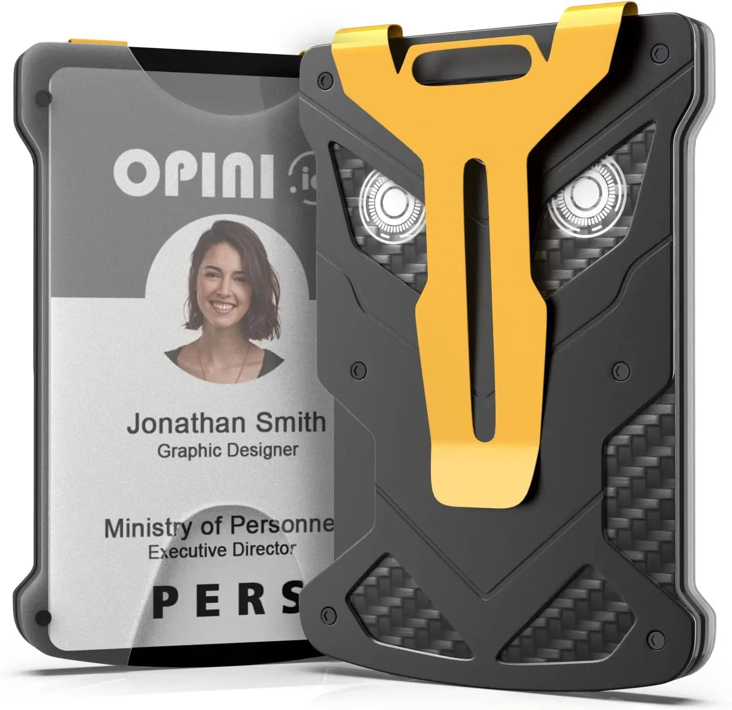Porta carte RFID con occhio di gufo portafoglio in metallo in fibra di carbonio da uomo sottile in alluminio con blocco ID fermasoldi trasparente distintivo per finestra