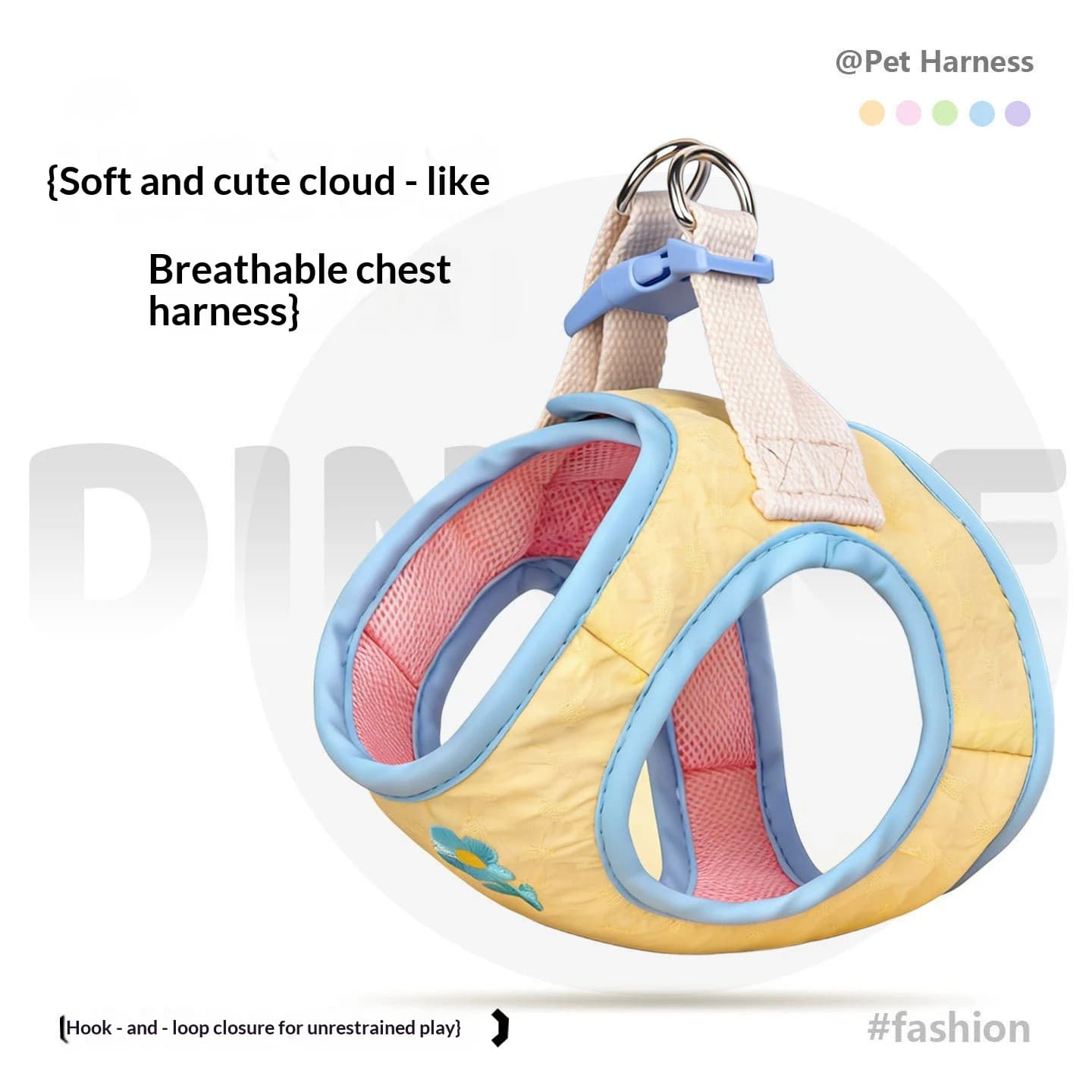 Candy Color Bubble Mesh Dog Harness & Leash Set Escape Proof Soft Vest Harness for Small Dogs Teddy Bichon