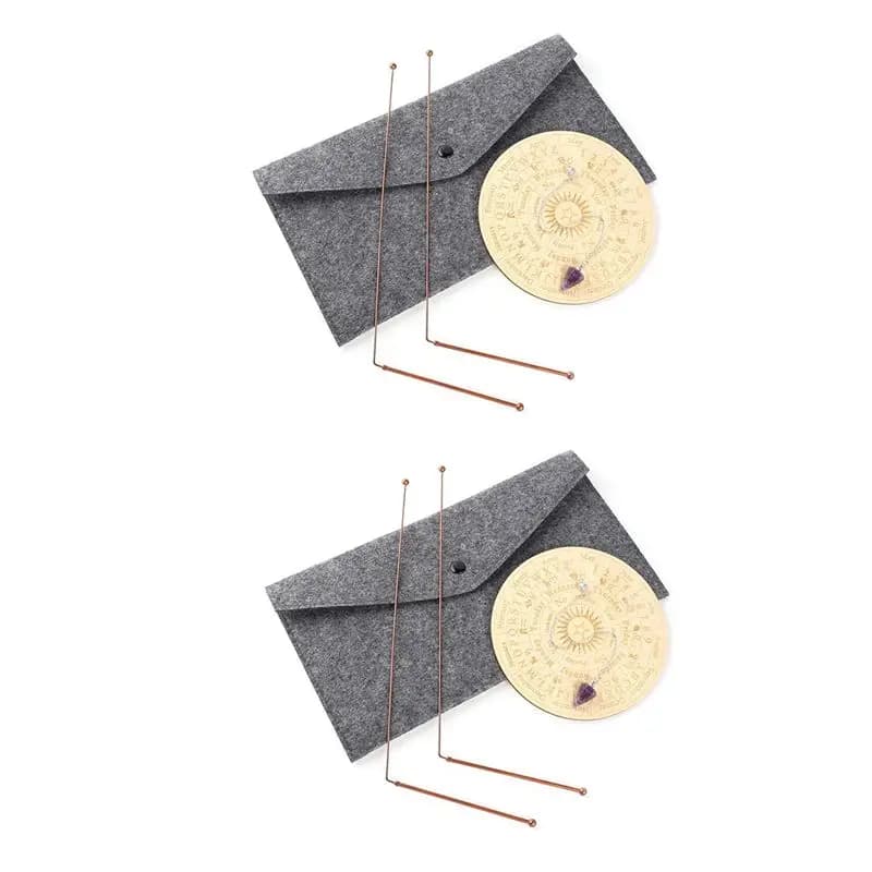 B03C-2 Set Copper Dowsing Rods Spiritual And Divining Pendulum Board Mat Kit For Ghost Hunting,Divining Water,Energy Healing