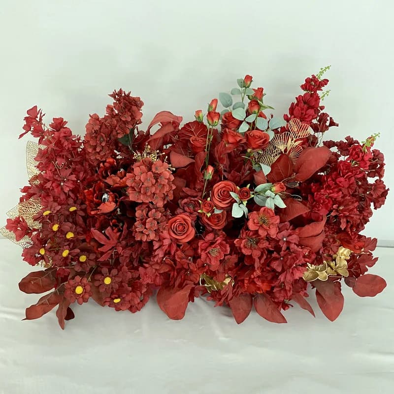 Red Series Artificial Flowers Peonies Roses Wedding Arch Holiday Party Decoration Fake Flower Simulation Rose Plant Floral