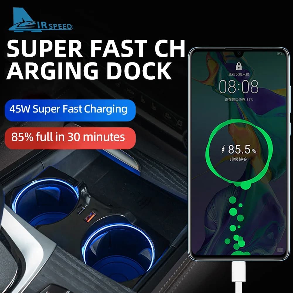45W Caricatore Super Veloce USB Shunt Hub Per BMW Serie 3 4 5 6 GT G30 G20 X3 X4 G01 G02 Tipo C Splitter Ambient Trim Luce di Ricarica