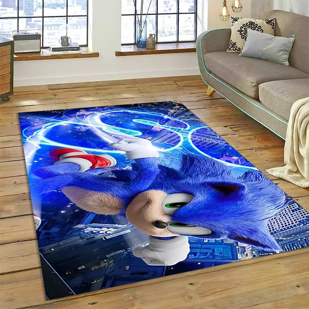 Tappeto 3D Anime S-Sonic per Camera da Letto, Soggiorno, Decorazione Divano, Grande Tappetino Decorativo per Bambini, Regalo