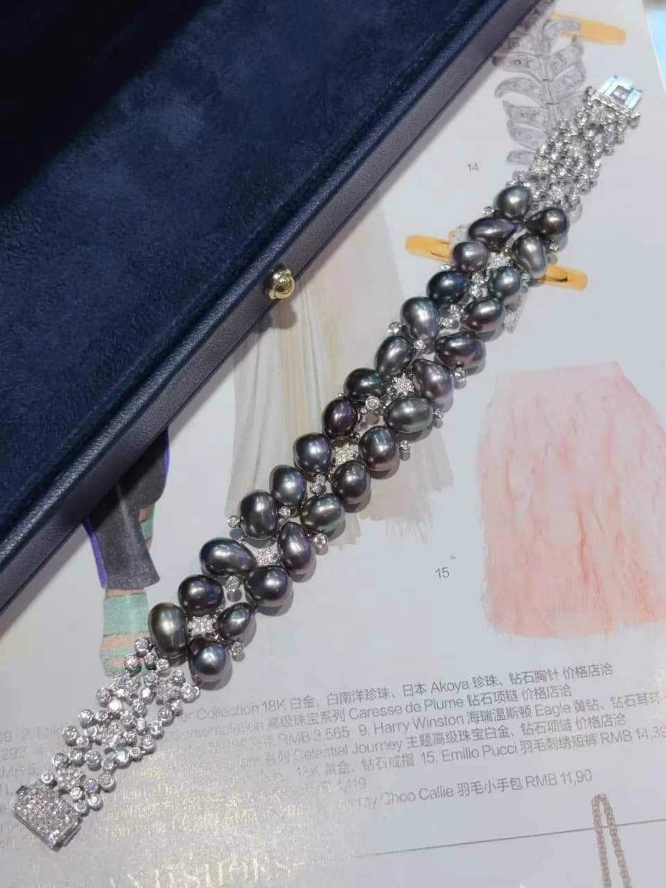 Certificato su misura in vero oro 18 carati naturale Tahiti Aurora Lustro Perla nera Bracciale con diamanti genuini Gioielli di lusso di fascia alta